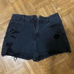 Glassons- Destroyed Mom Shorts Black